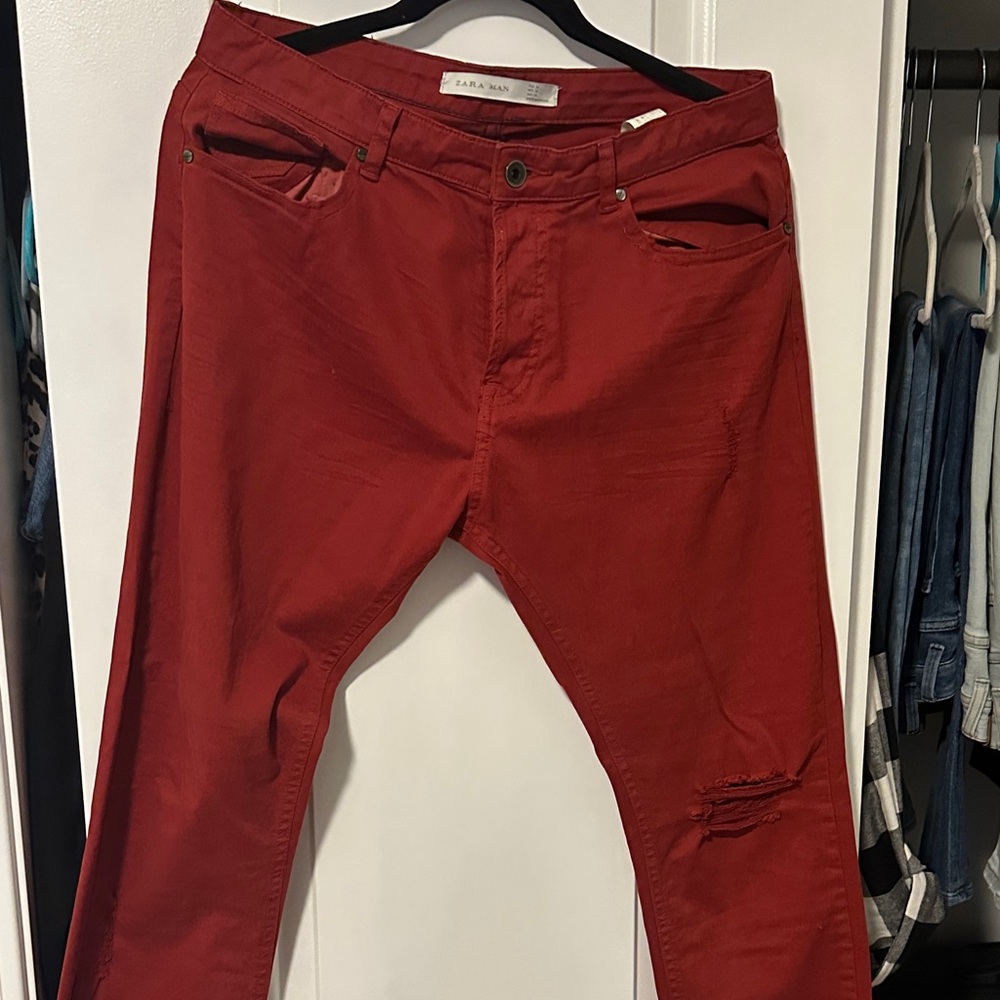 Zara Men Red Slim Jeans
